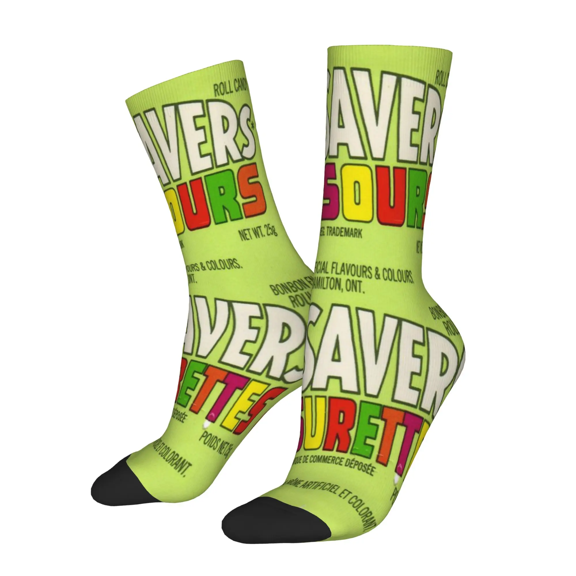 

1 Pair Funny Sock Life Savers Sours Vintage Seamless Pattern Printed Men Crew Socks Novelty Men's Socks