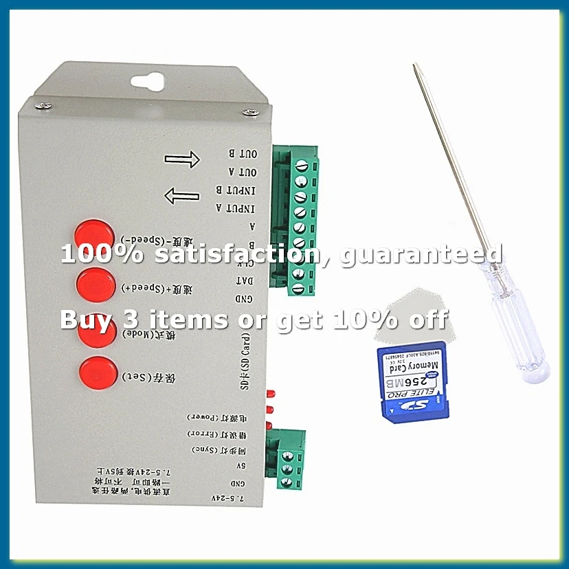 ●RGB LED Controller T1000S SD Card 2048Pixels Controller for WS2801 WS2811 WS2812B SK6812 LPD6803 LED Strip Light