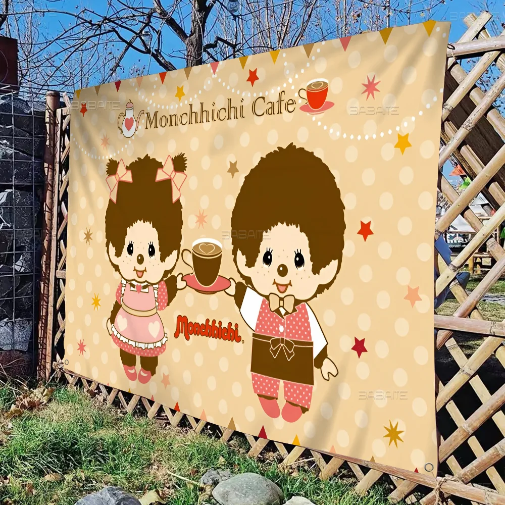 M-Monchhichi Cartoon Flag Art Science Fiction Room Home Decor Wall Hanging Home Decor Banner