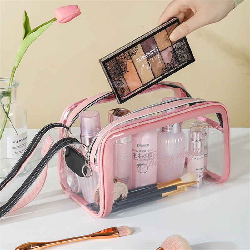 Transparent PVC Women Cosmetic Bags Waterproof Travel Makeup Pouch Clear Zipper Toiletry Organizer Washing Beauty Storage Case