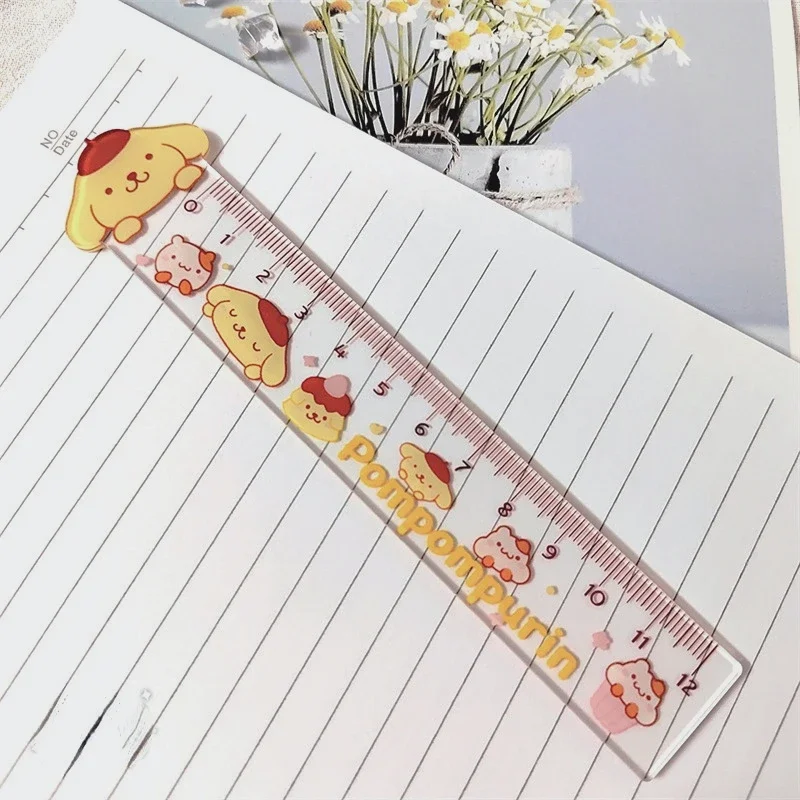 Transparent Kulomi My Melody Cinnamoroll Double-layer Acrylic Ruler Student Measuring Stationery 15CM Scale Kawaii