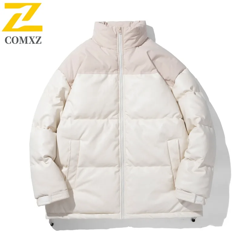 COMXZ 2025 Stand Collar Puffer Jacket Winter Unisex American Style Waterproof Windproof Warm Outdoor Sports Casual Fashion Coat