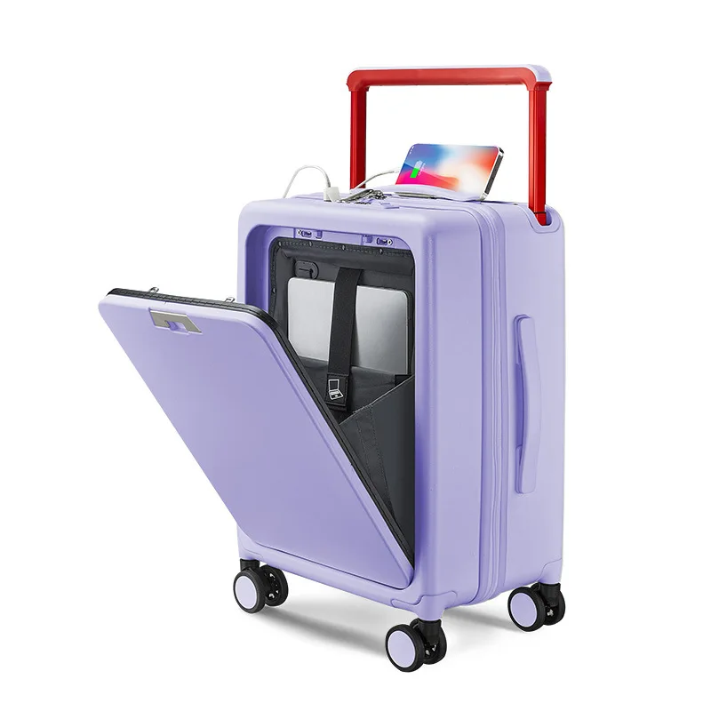 Wide trolley suitcase 20 inch boarding suitcase high value aluminum frame password box universal wheel PC durable trolley case