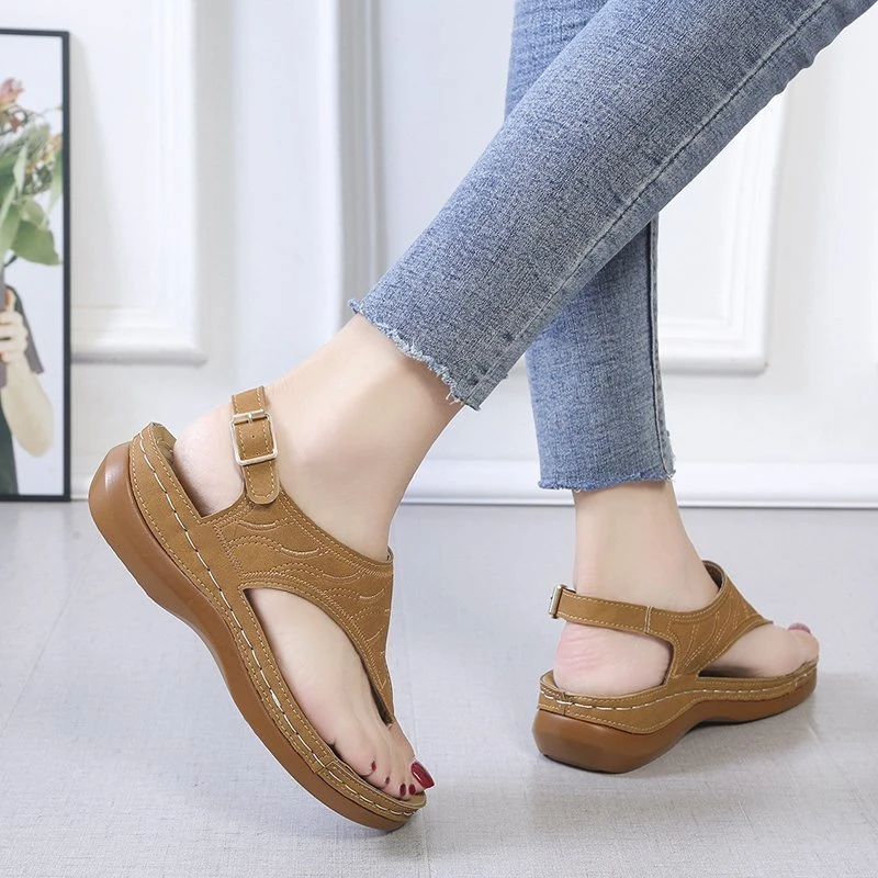 Sommer Oxford Frauen Sandalen Wohnungen Hausschuhe Pu Leder Flip-Flops Gürtel Schnalle Weibliche Schuhe 2025, Neue Rom Mode Frauen Rutschen – Detail 14