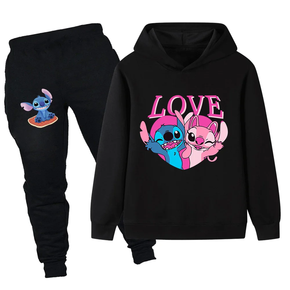 مجموعة ديزني ستيتش الرياضية للأطفال للخريف والشتاء بأكمام طويلة للأولاد والبنات سترة دافئة غير رسمية + بنطلون رياضي مكون من قطعتين #1