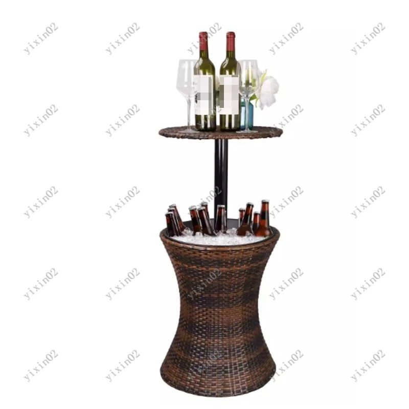 Adjustable Height Outdoor Rattan Ice Bucket Table Bar Display for Party Wedding Decoration