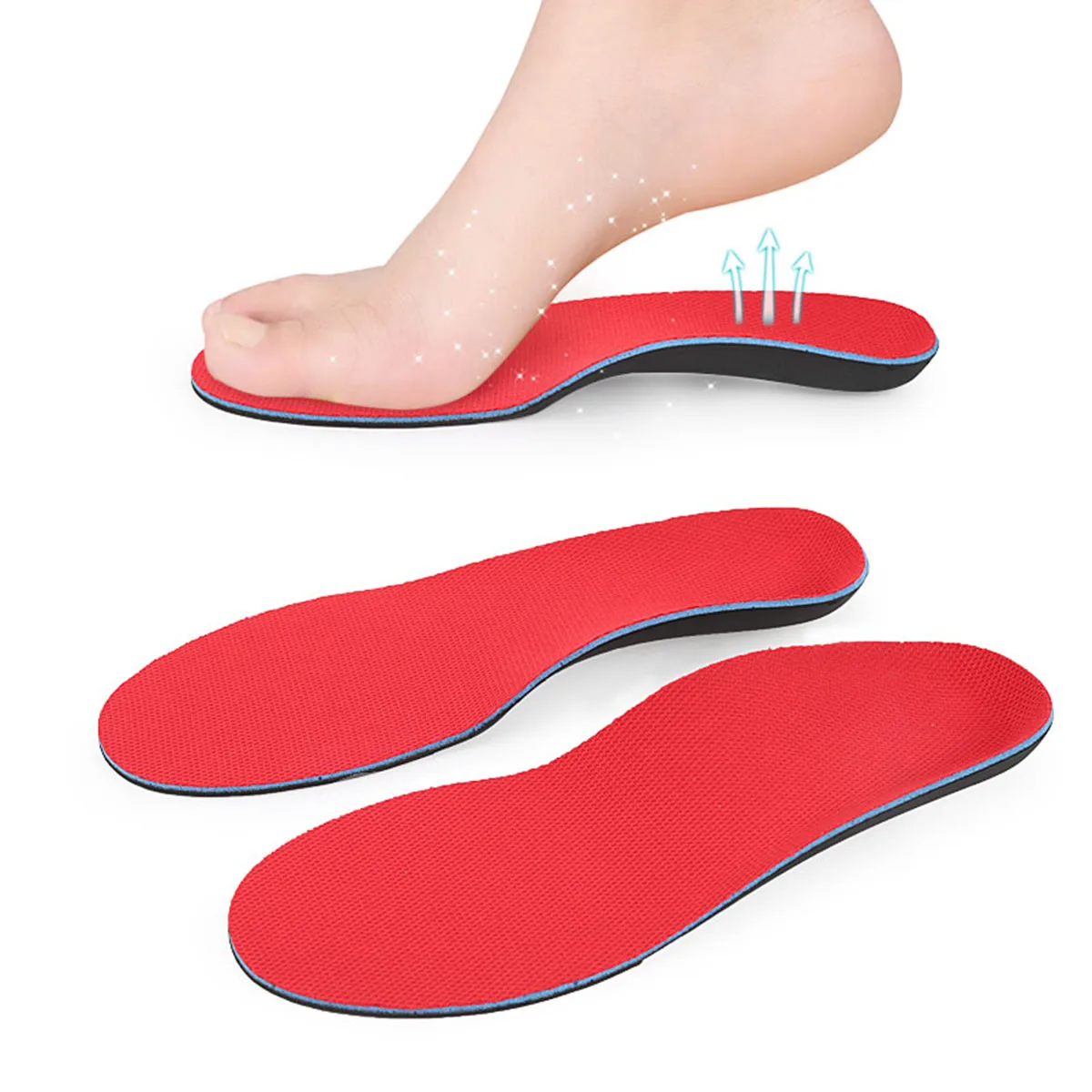 

1 Pair Eva Arch Support Insoles Shoe Pads Sports Shoes Foot Care Tool Absorption Breathable Odor Reduction Red Black Size S