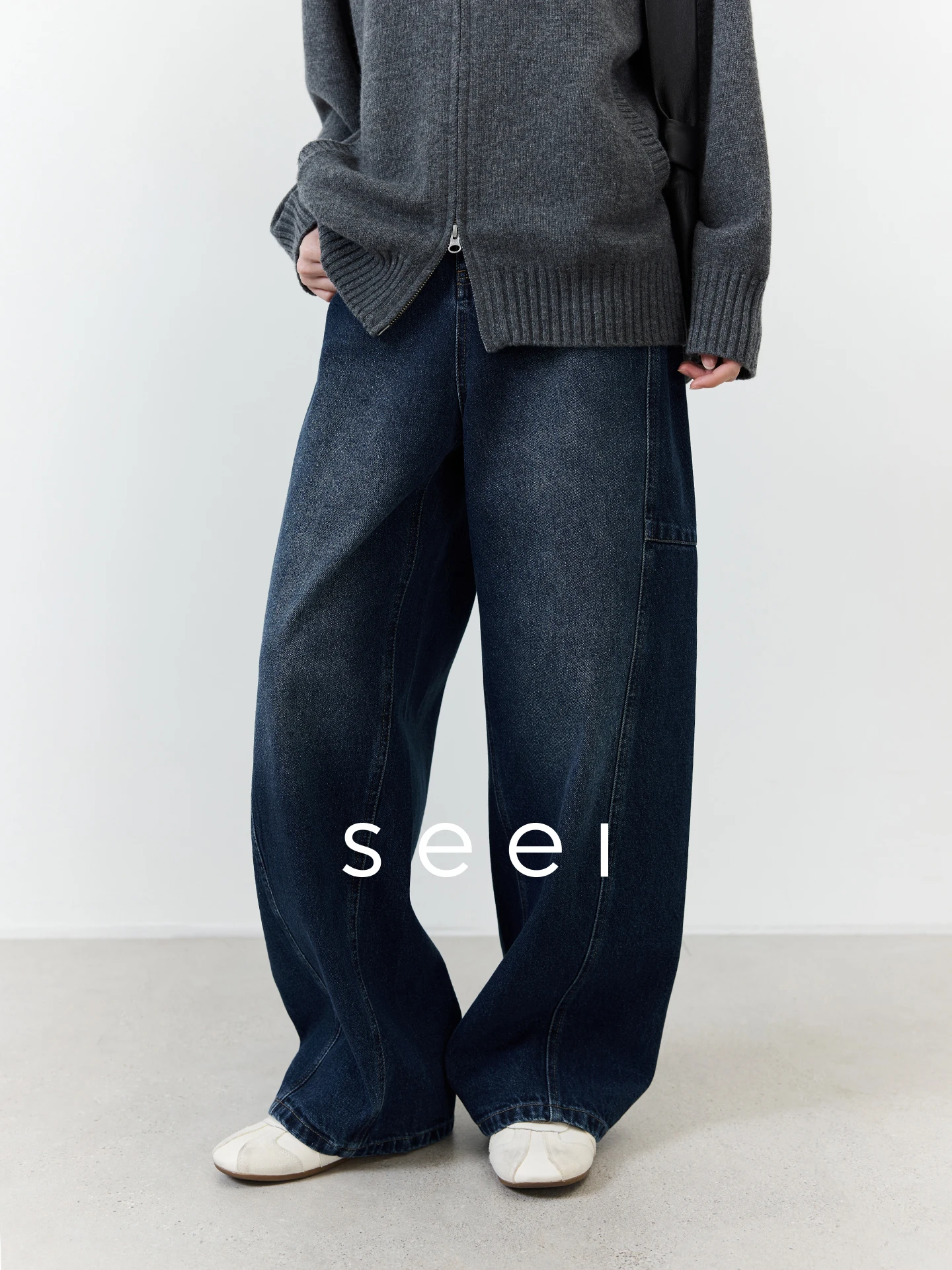 

Женские джинсы-баллоны Seei с высокой талией из хлопкового денима, облегающие, с изогнутым кроем, зимние, модные, в стиле ретро