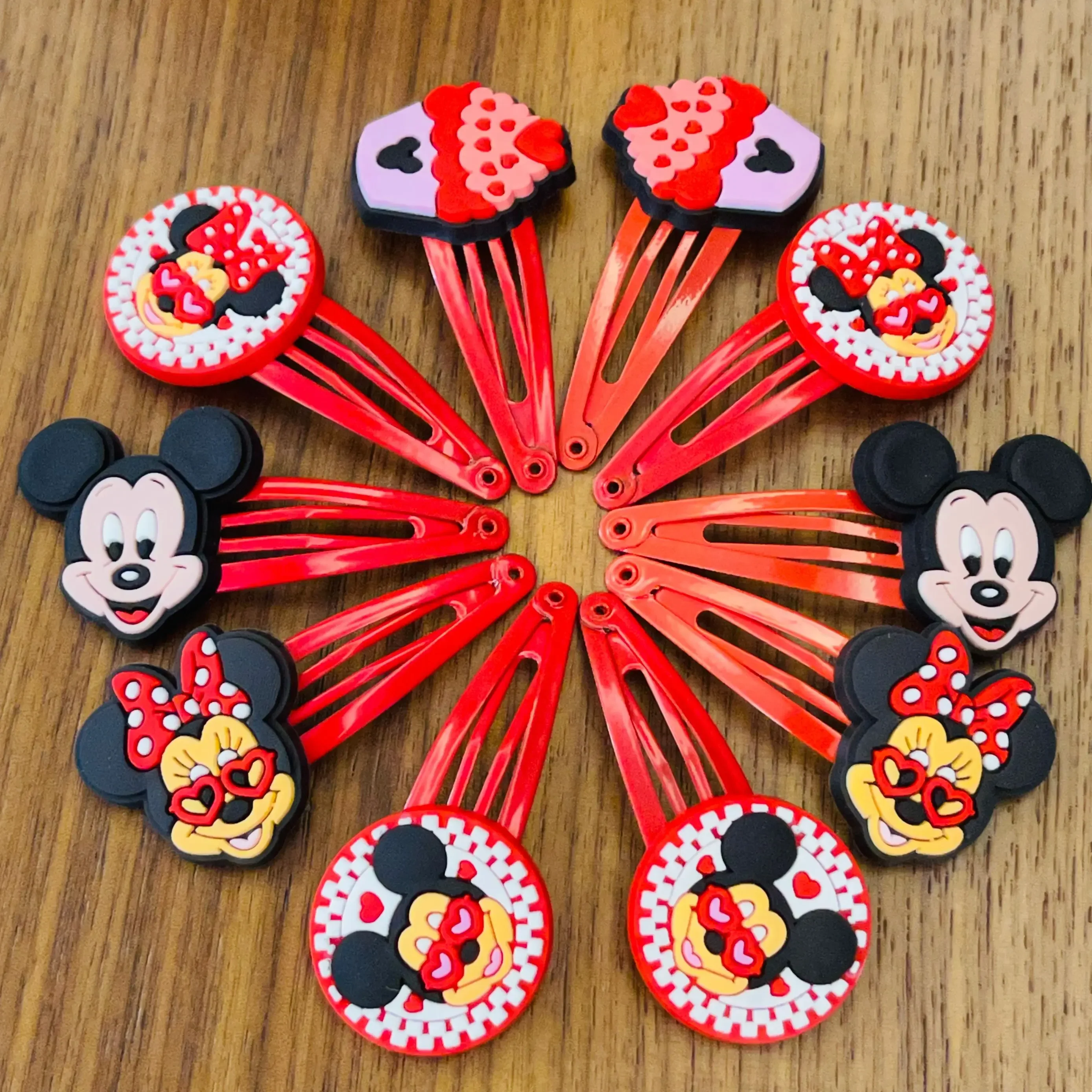10Pcs Cartoon Princess Mickey Minnie BB Hair Clips Kids Hairpins Girls Hair Accessories Bobby Pin Barrette Party Gift Headwear