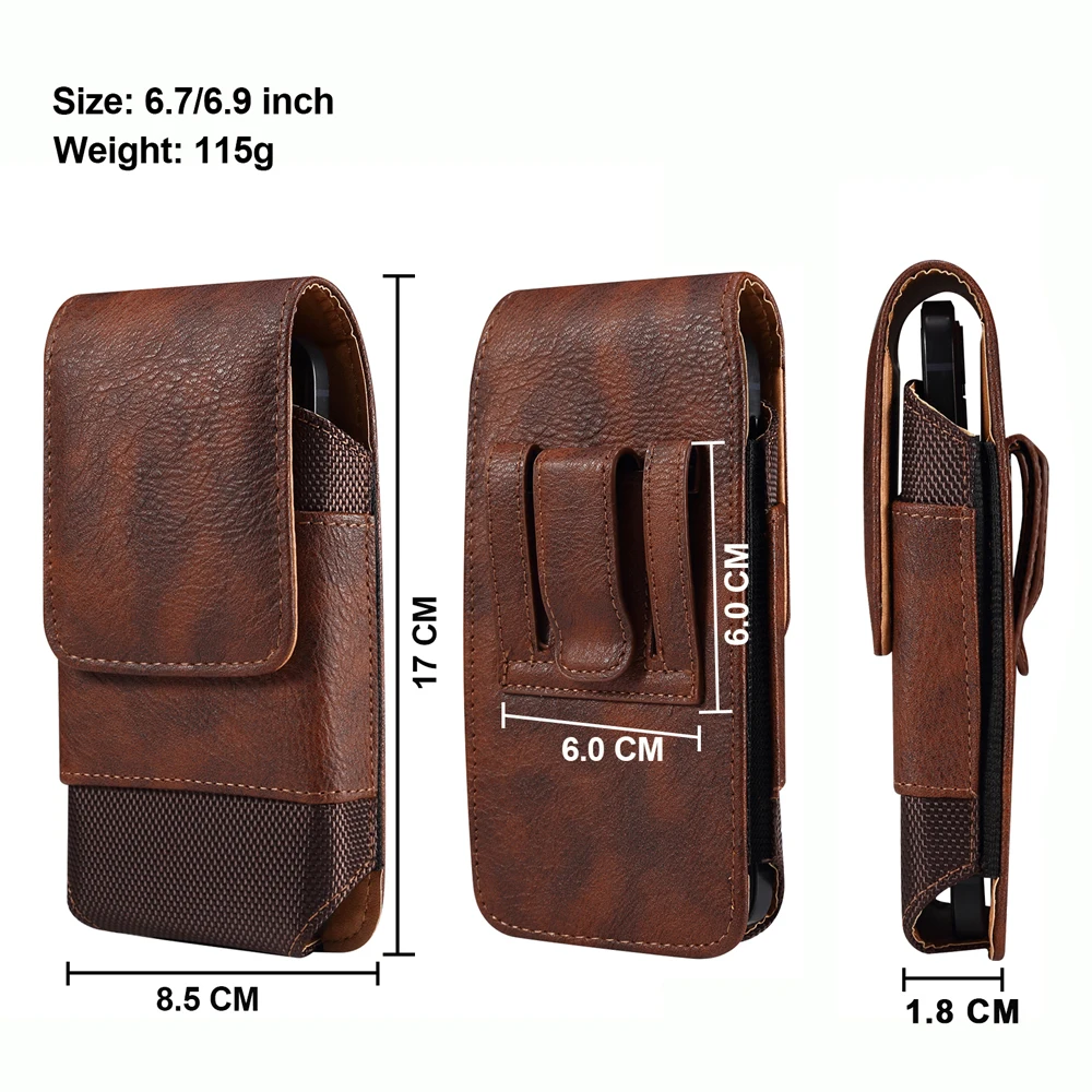 Universal Leather Men Waist Bag Mobile Phone Belt Clip Case For iPhone 15 14 13 12 Pro Max Samsung Galaxy S22 S23 Xiaomi Huawei