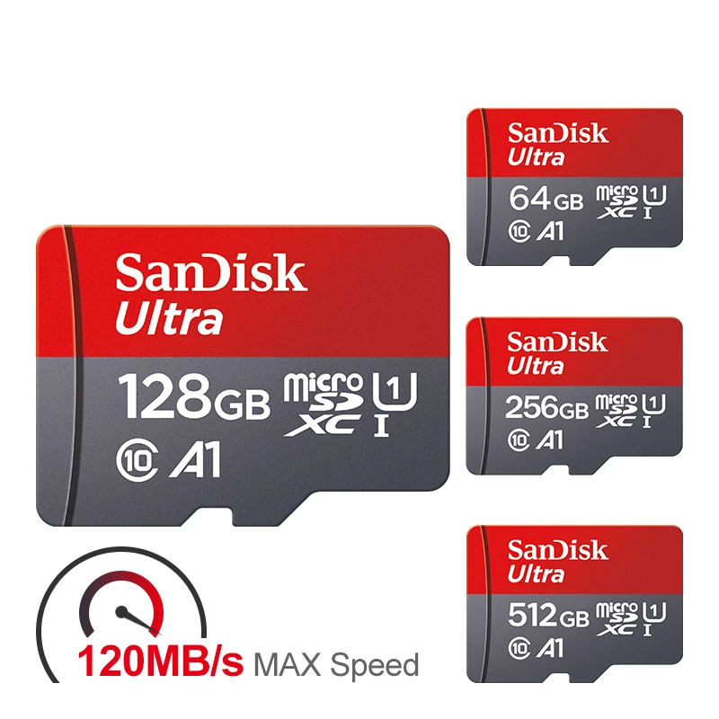بطاقة ذاكرة SanDisk Micro SD لعام 100% سعة 128 جيجابايت فئة 10 32 جيجابايت 256 جيجابايت بطاقة ذاكرة 64 جيجابايت 512 جيجابايت A1 cartao de memoria للهواتف الذكية/الكمبيوتر اللوحي #1