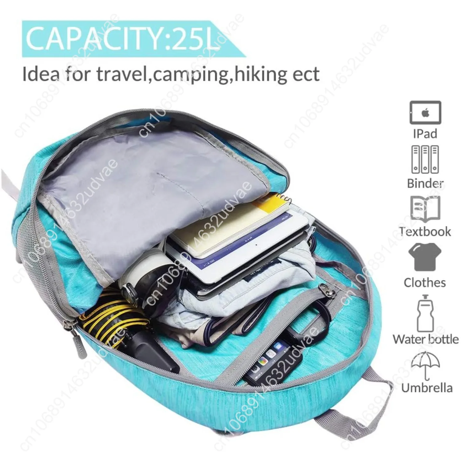 ZOMAKE 25L Ultra Lightweight Packable Backpack, Foldable Hiking Backpacks Water Resistant Small Folding Daypack for Travel(Aqua