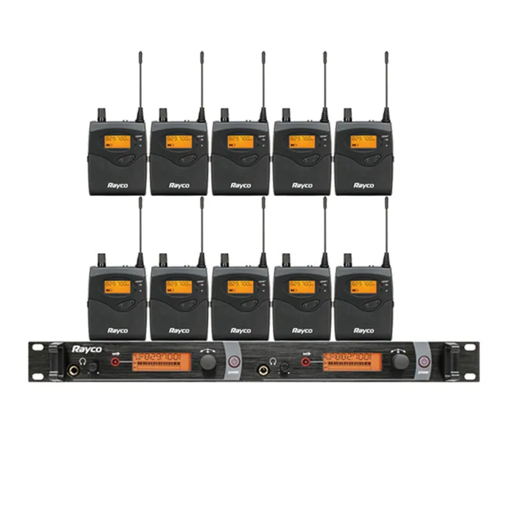 Professional Wireless In_Ear  2 Channel With 10 Bodypacks Ear Phone In-Ear  System for Stage performance