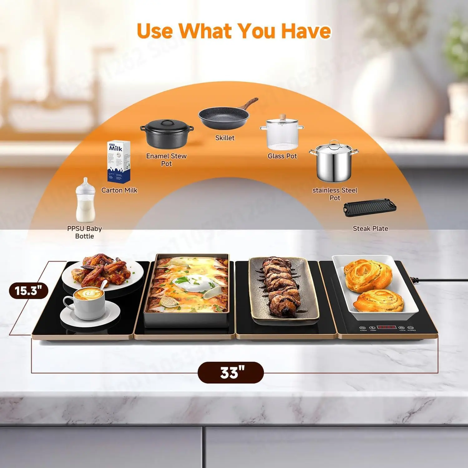 Splicing Electric Hot Plate Food Heating Plate Portable Hot Cutting Board Constant Temperature Dining Table Heating Board