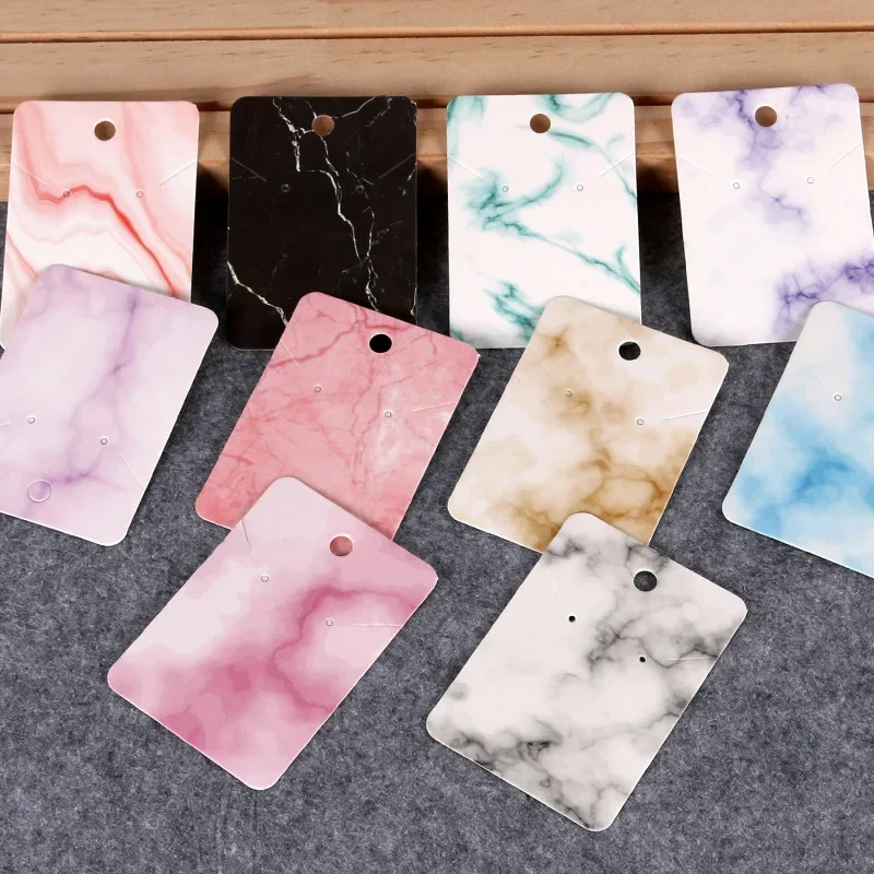 100pcs/lot 5x7cm White Cardboard Color Printing Marble Necklace Card Earrings Cardboard Trinkets Label Cardboard Display Artwork