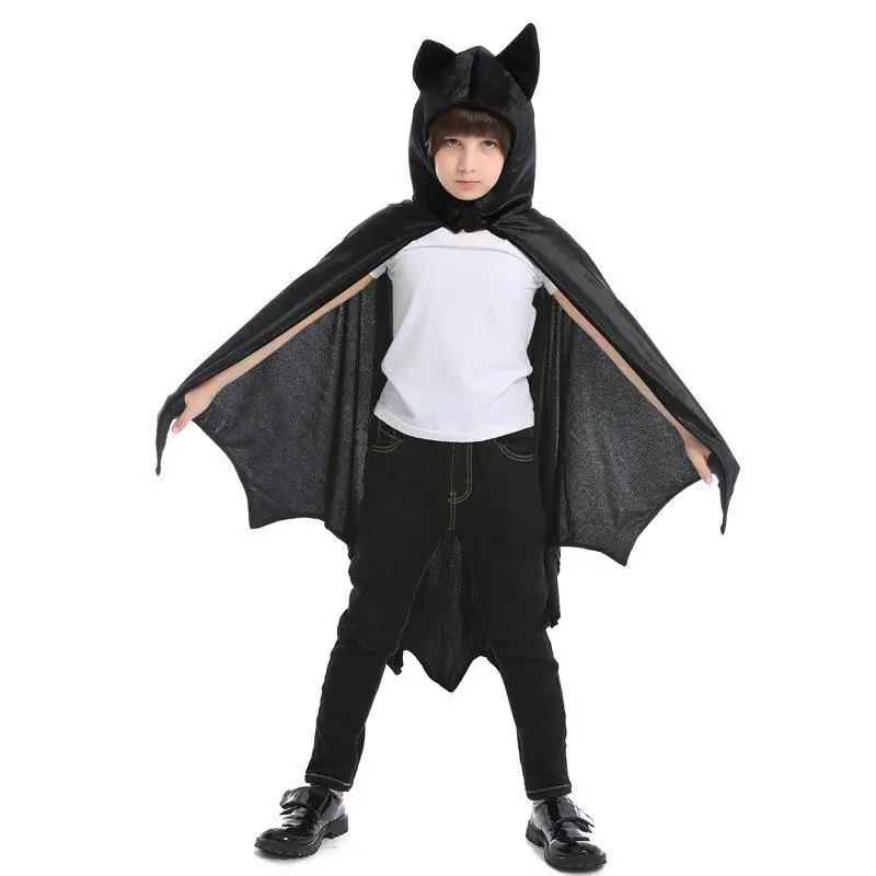 Fantasia infantil de animal, cosplay, morcego, furador com capuz, capa bla, roupa com capuz, design de morcego assustador, poliéster