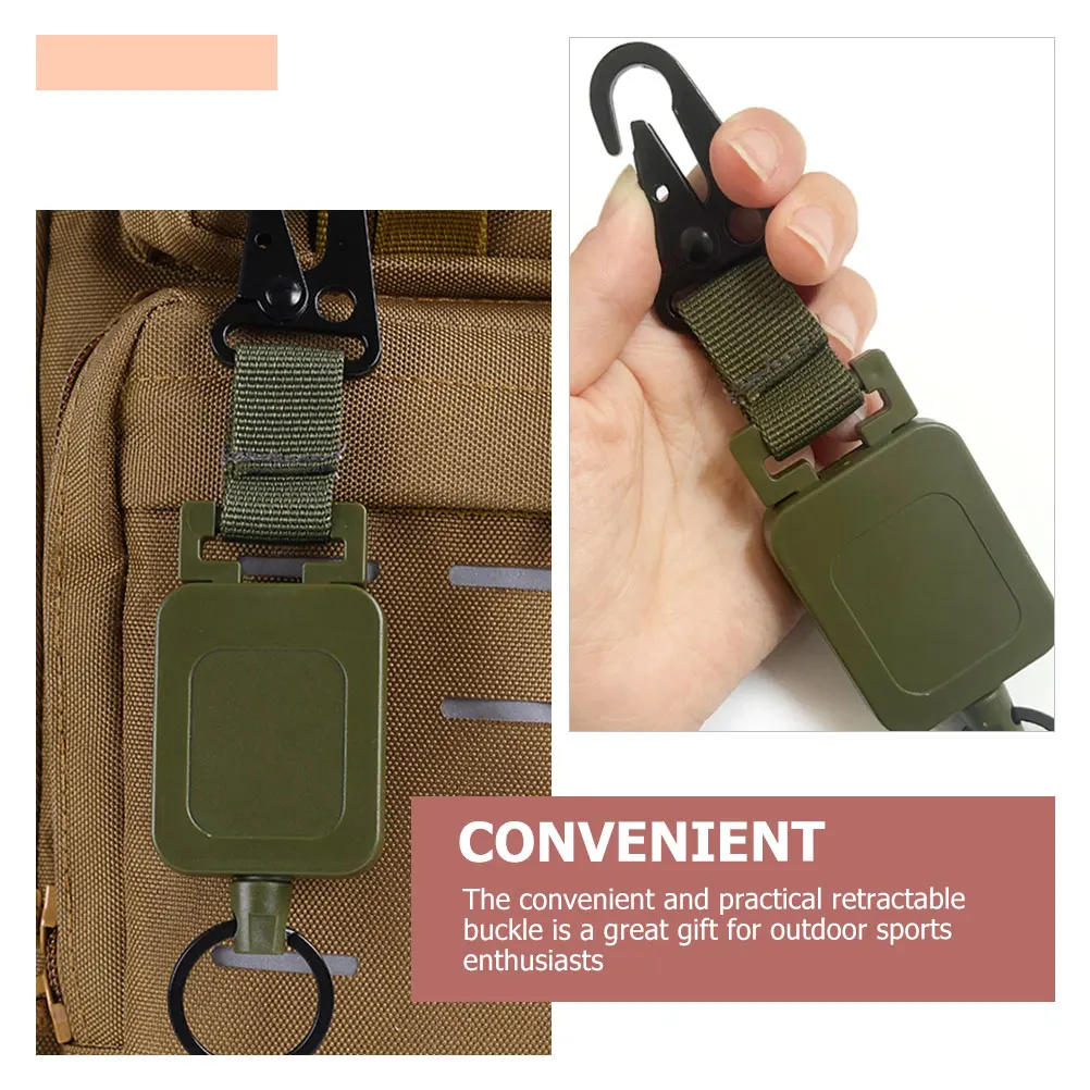 

Retractable Buckle Keychain Heavy Duty Mountaineering Camping Carabiner Hanging Climbing Key Olive Green Wire Plastic