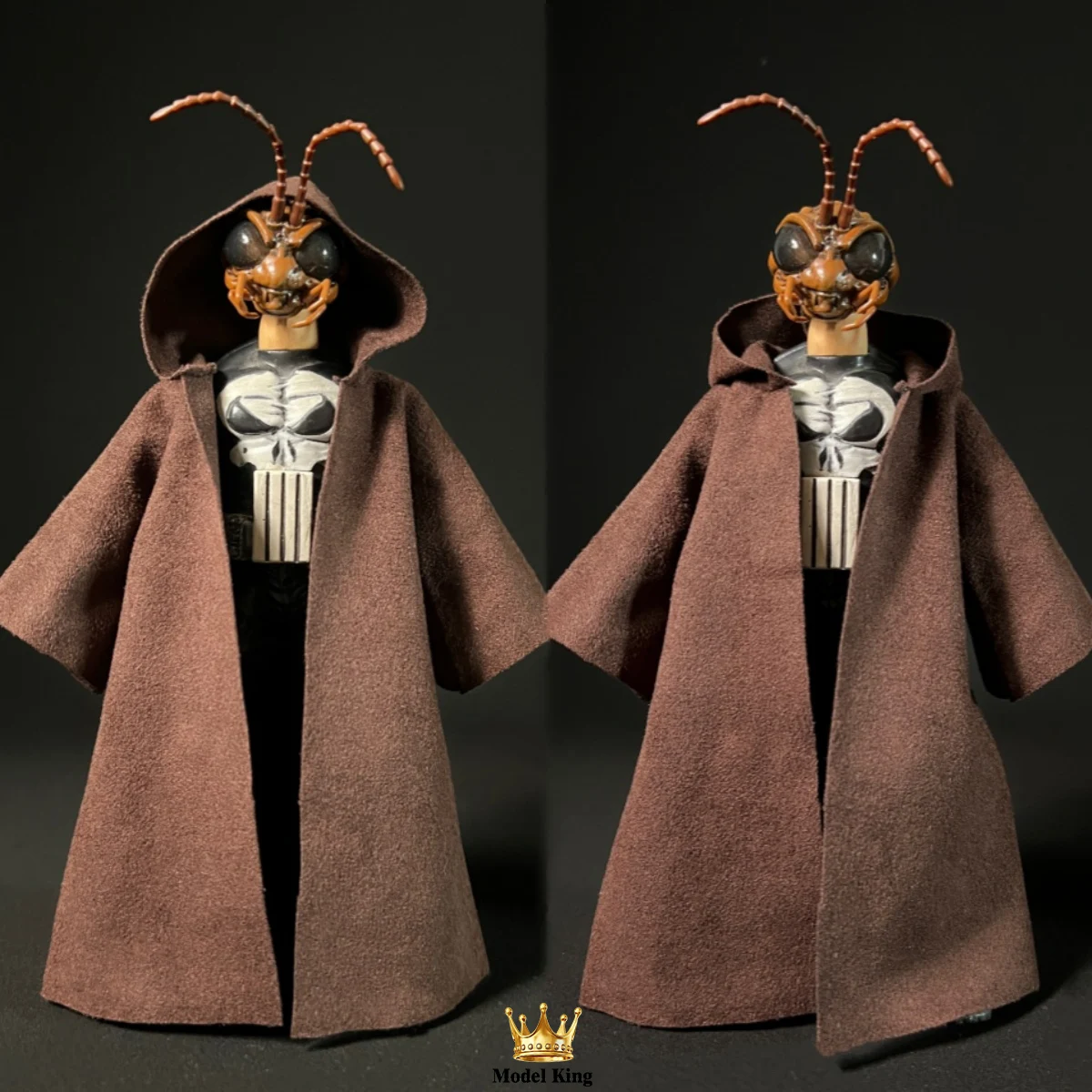 Handmade shf 1/12 Scale Jedi Coffee Handsome Robe Hooded Cloak Clothing Accessories For 6” Male Solider Action Figures Body