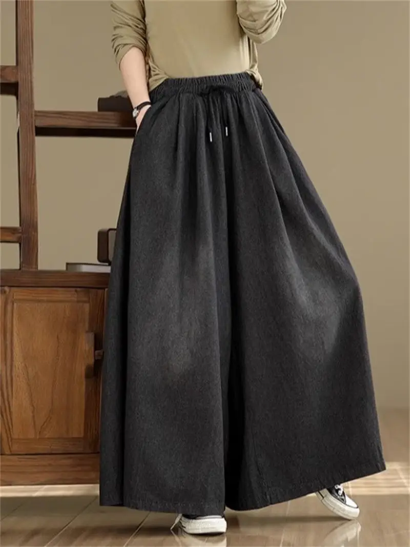High Waisted Wide Leg Jeans For Women 2025 New Spring Collection Artistic Loose And Slit Casual Straight Denim Pants G204