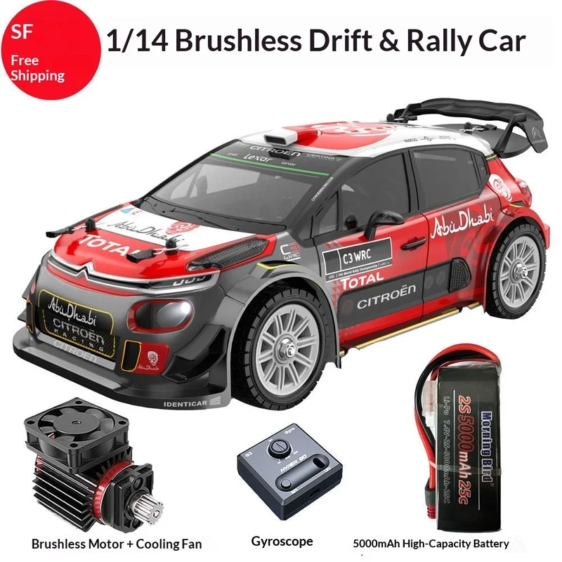 MJX RC Rally Car 14303 14304 1/14 Authorized Volkswagen Citroen Brushless High Speed Drift Off Road Gyroscope 5000mAh Battery