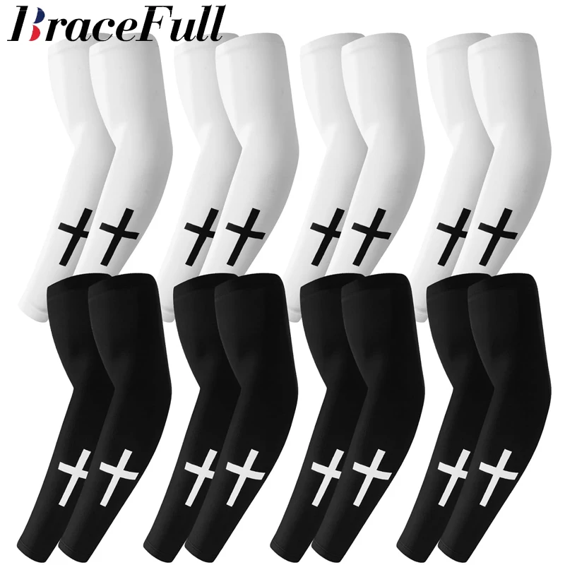 

1Pair Sun Protection Cooling Arm Sleeves Compression,Tattoo Cover up,Christian Sun Sleeves for Men Women Youth Sports Cycling