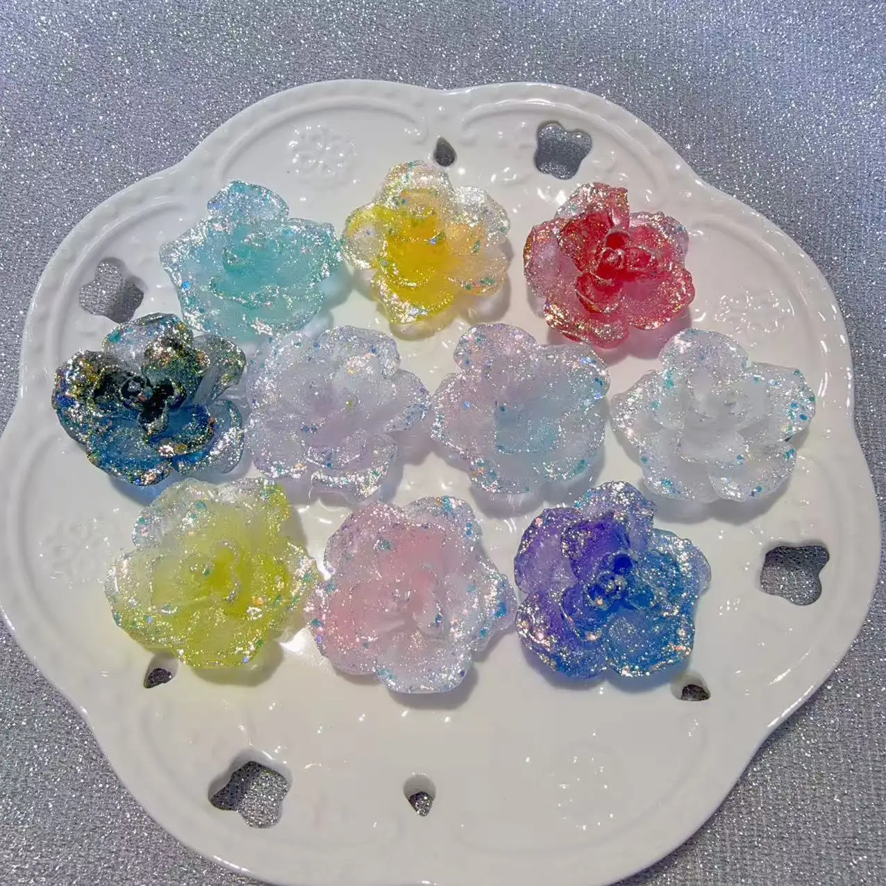 100PCS Five petal Flower Resin 35MM Night Light DIY Handmade Jewelry Materials Home Decoration Accessories Crafts