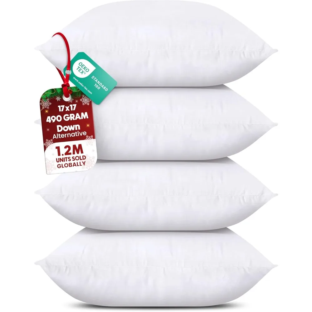 

Мягкие белые декоративные декоративные подушки, набор из 4 шт., 17x17 дюймов для дивана-кровати