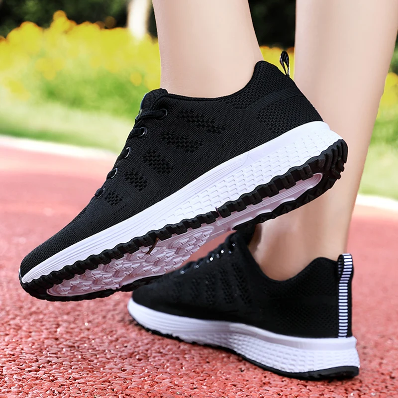 Women Casual Shoes Fashion Breathable Walking Mesh Flat Shoes Sneakers Women Running Gym Vulcanized Shoes White Female Footwear view 5