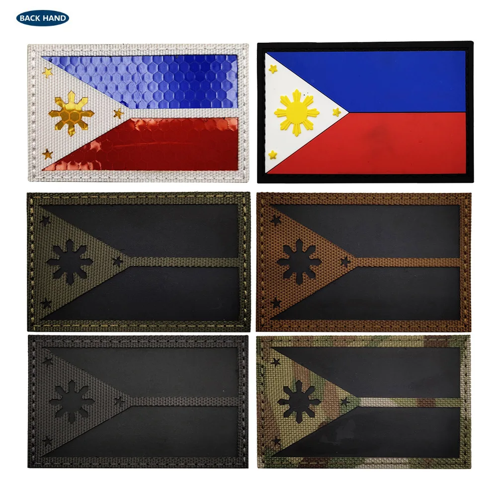 Philippines Embroidered Fabric Patch Magic Patch Armband Flag Patches Patches for Clothing Hook and Ring Sewing Embroidery Ring