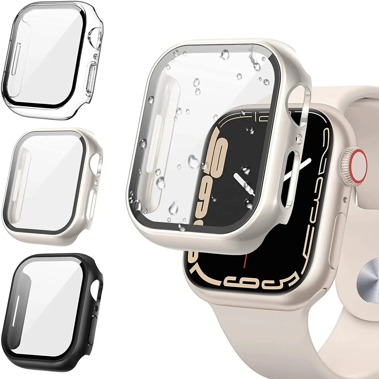 Paquet de 3 boîtiers en verre trempé pour Apple Watch, housse de protection d'écran 9 8 7 6 5 4 3 SE 40MM 41mm 46mm 45mm 10 42mm 38mm, accessoires