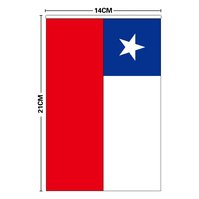 EOODLOVE-Bandera de la República de Chile, banderas decorativas colgantes para interiores y exteriores, poliéster de alta calidad, tamaño 20, 14x21cm