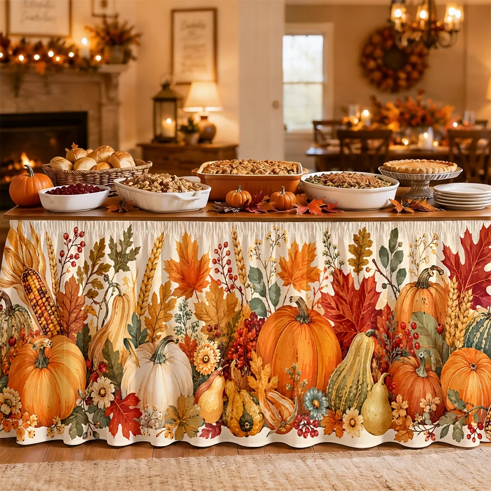 Tablecloth Autumn Harvest Theme Festival Decoration Warm Family Gathering Thanksgiving Day Autumn Picnicxzj