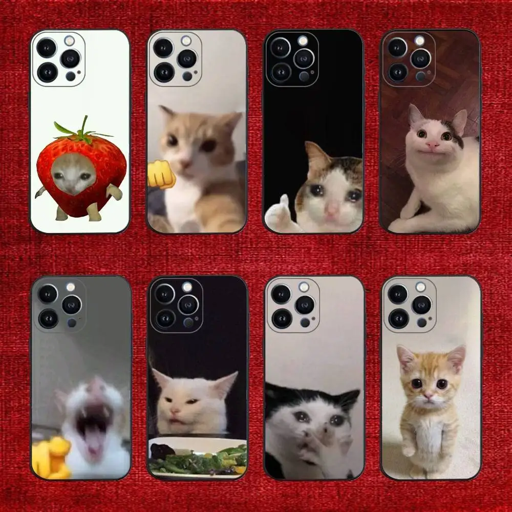 

Cat Memes Phone Case For iPhone 16e,16,15,14,13,12,11,Pro,X,XS,Max,XR,Plus,Mini Soft Black Cover