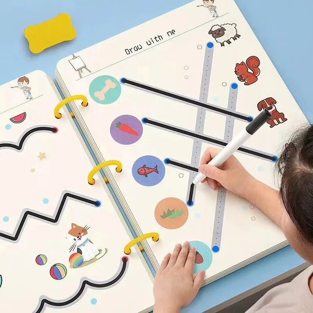 Magiczny zeszyt ćwiczeń Kontrola Książka szkoleniowa Wielokrotnego użytku Magiczna praktyka Zeszyt Dzieci Montessori Rysunek Edukacja Artykuły papiernicze