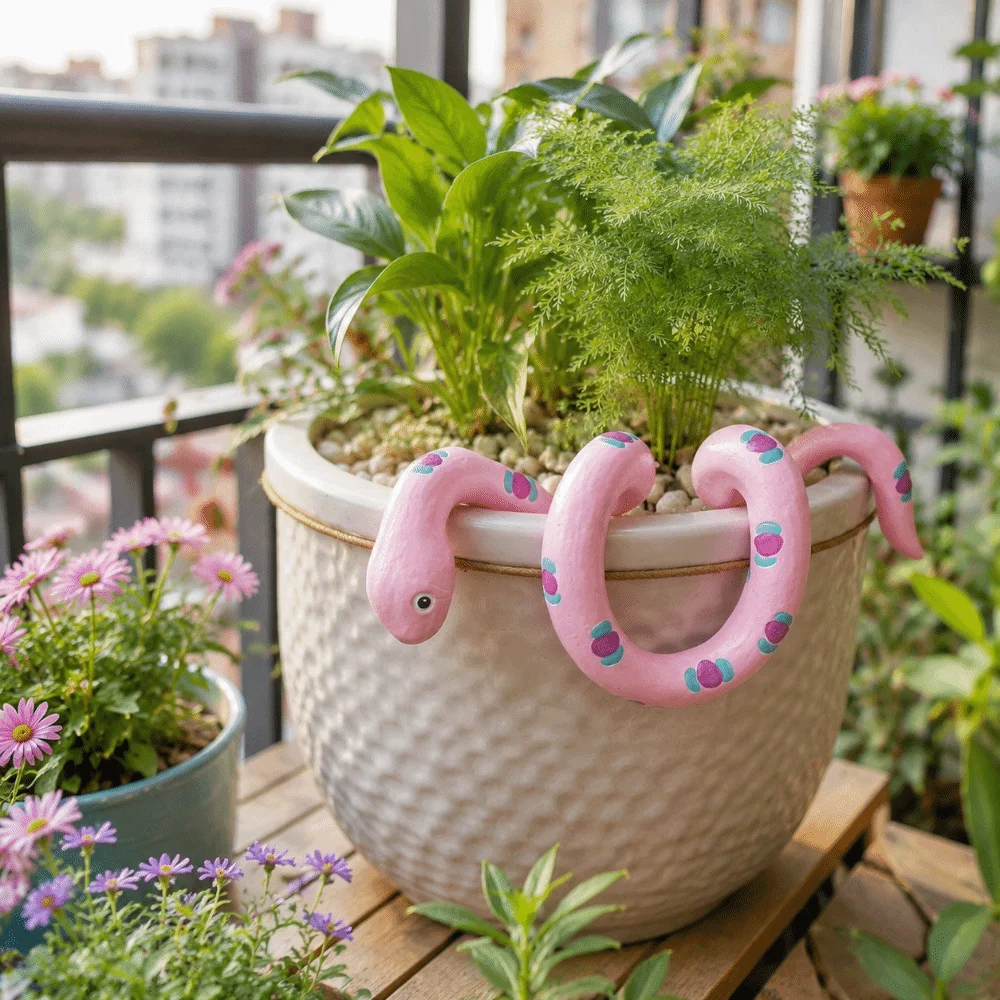 Animals Serpentine Shape Flowerpot Decoration Funny Resin Simulated Snake Statues Art Craft Snake Ornaments Balcony