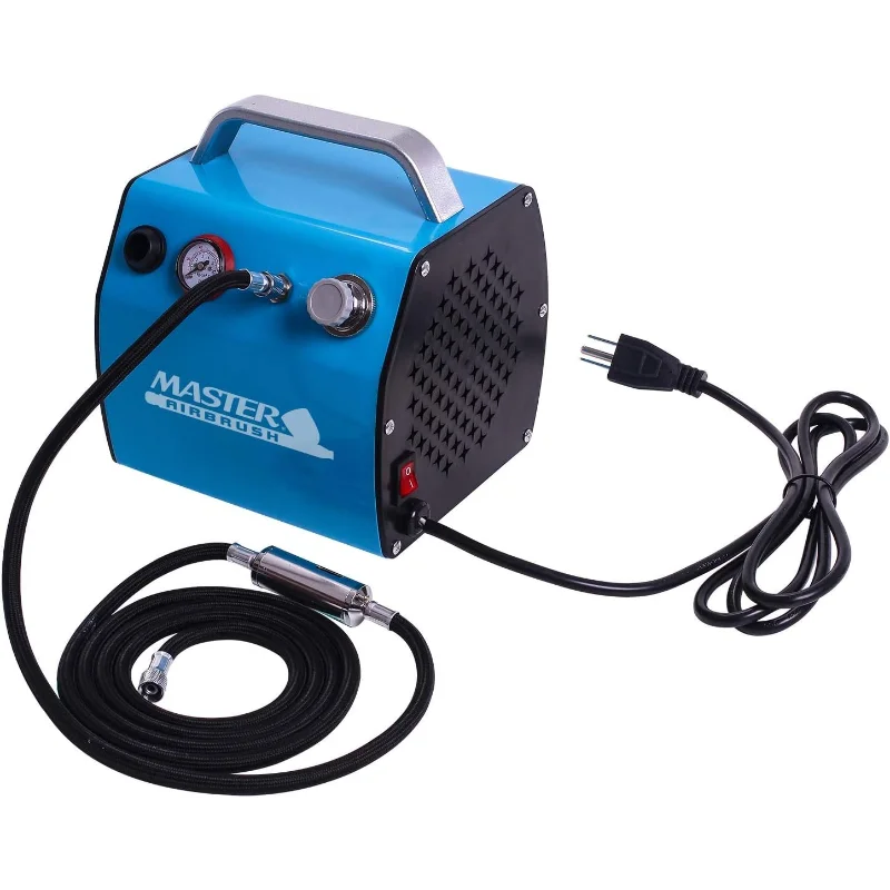 

Master Airbrush Model TC-77, Super Quiet High Performance Airbrush Compressor with a 6 Foot Braided Hose with Mini-Inline