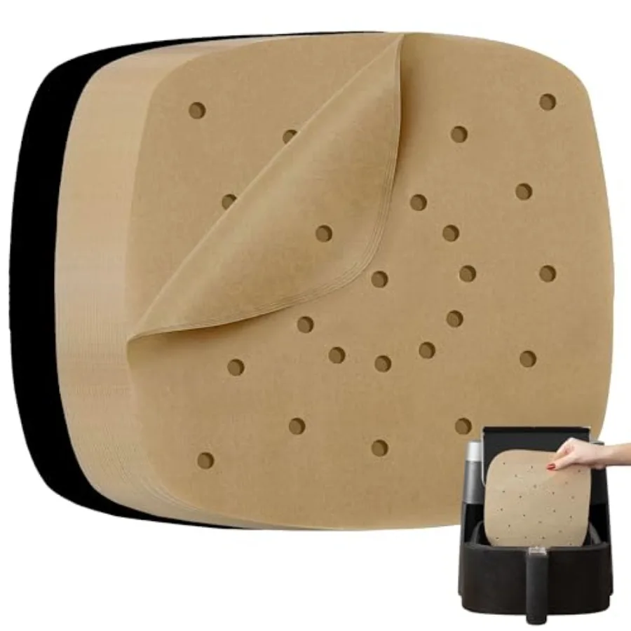 Air Fryer Liners Compatible with Bella, Chefman, Cosori, Dash, Nuwave Brio, More Natural Unbleached Airfryer Parchment Paper Sh