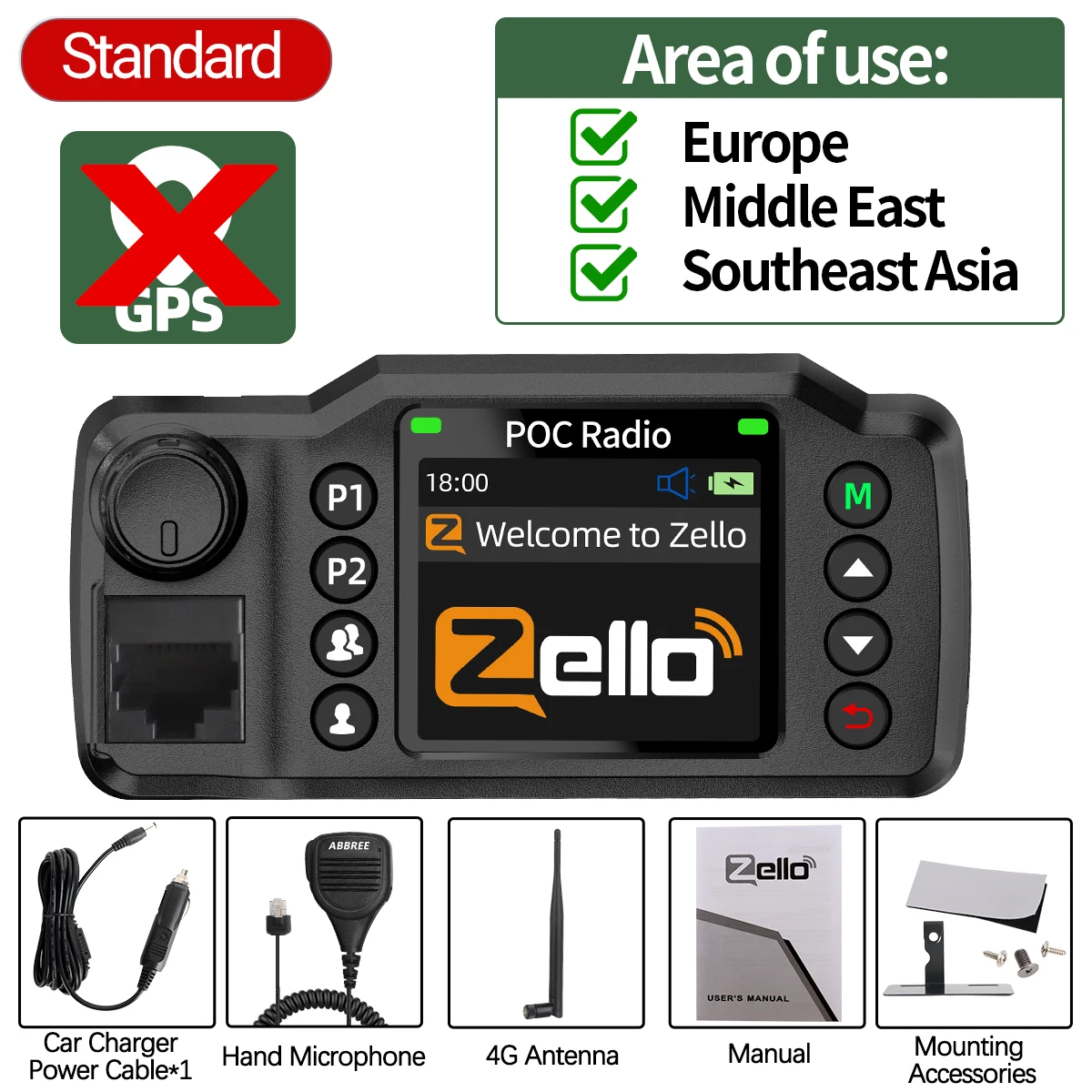 ABBREE GP-8900 Plus Mini POC Netwerk Autoradio Zello GPS Lange afstand 4G Android WiFi Dual SIM Voor Voertuigvloot Zoeken & Redding