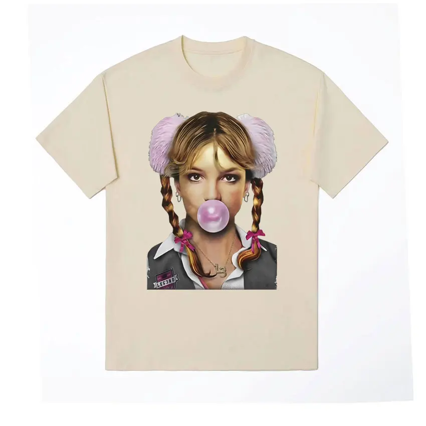 Singer Britney Spears Bubblegum Graphic T Shirt Men Women High Quality Vintage T Shirts O-Neck Oversized T-shirt Tops Streetwear