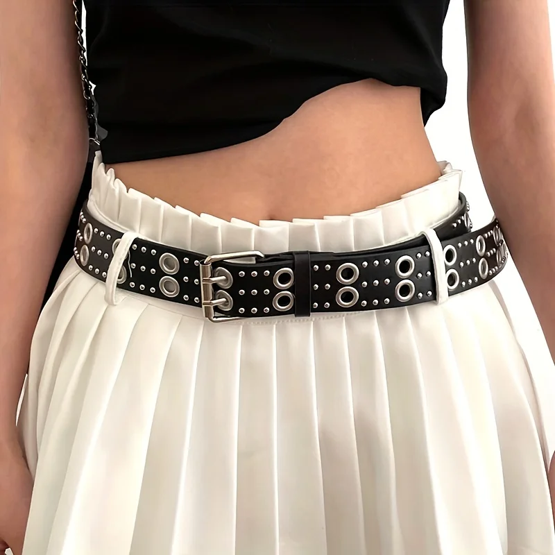 Mode Damen Nietengürtel Heavy Metal Y2K Taillengürtel Punk Nachtclub Rock Stil Gürtel Straße Casual Alltagskleidung Gürtel, für Männer Frauen