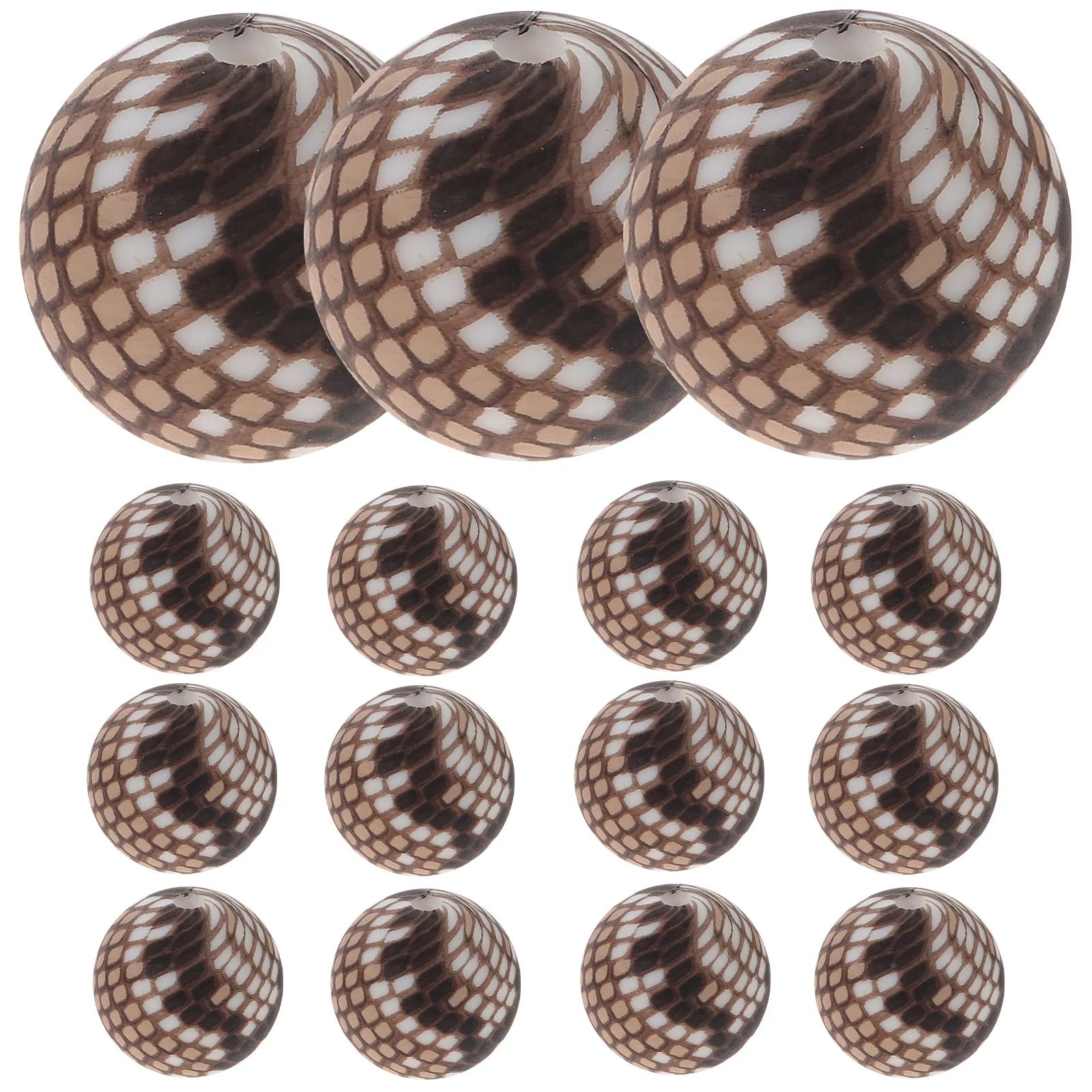 

15 Pcs Snake Pattern Silicone Beads DIY Jewelry Loose Round for Crafts Leopard Necklace