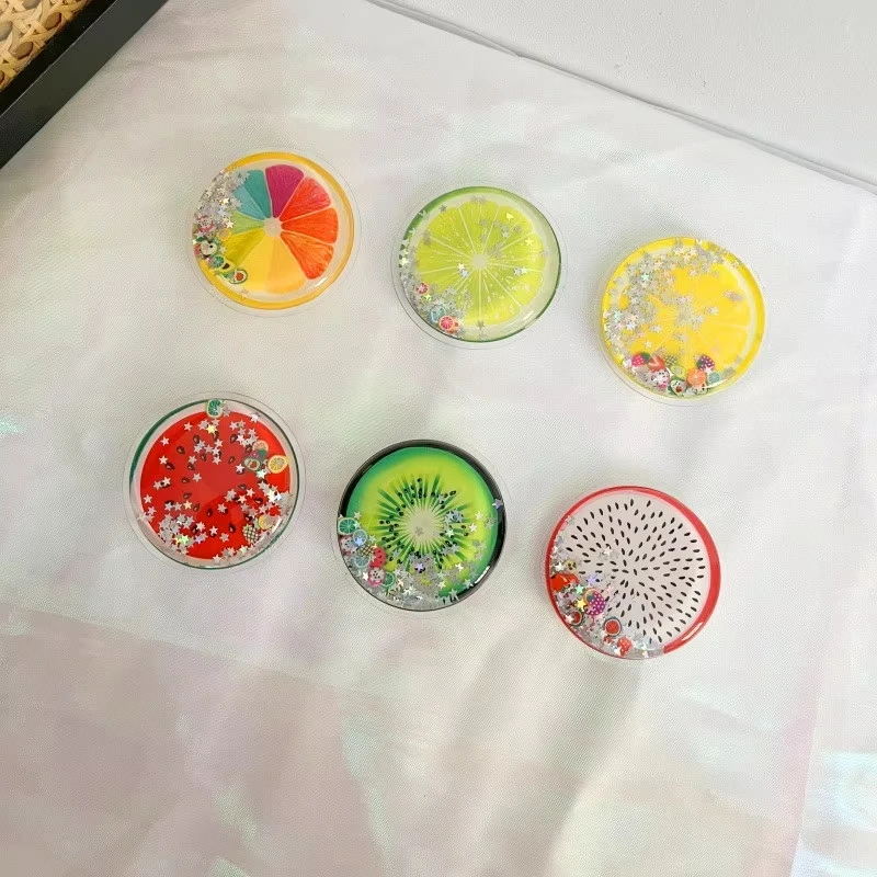 Korean Cute Cartoon Fruit Glitter Jelly Phone Grip Stand Holder For iPhone 15 14 Samsung Huawei Xiaomi Universal Finger Bracket