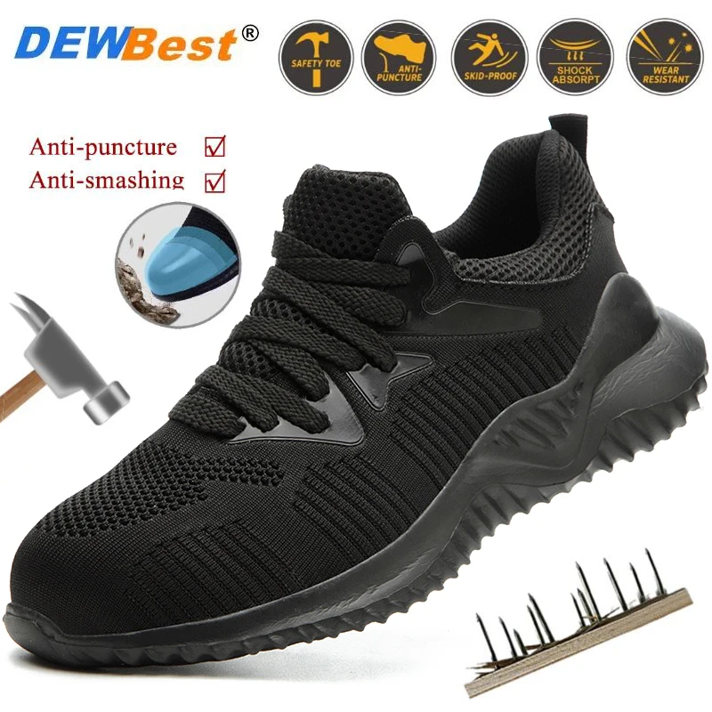 

New men's steel toe anti-stabbing boots lightweight breathable safety protection work shoes anti-smash safety work shoes