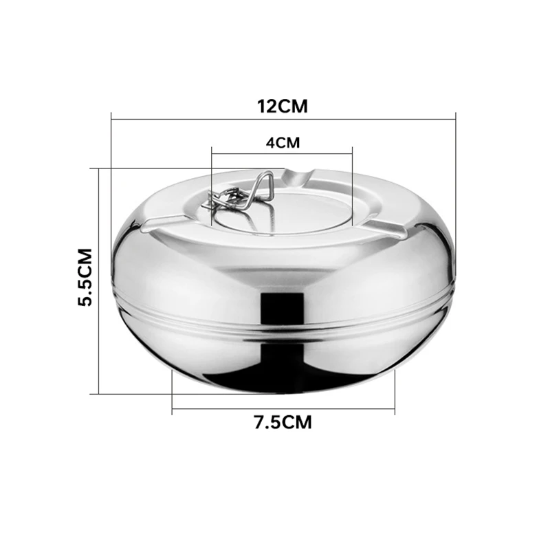 2024 New Stainless Steel Ashtray with Lid Detachable Outdoor Cigarettes Tray Holder for Home Bedroom Office Decoration Gift