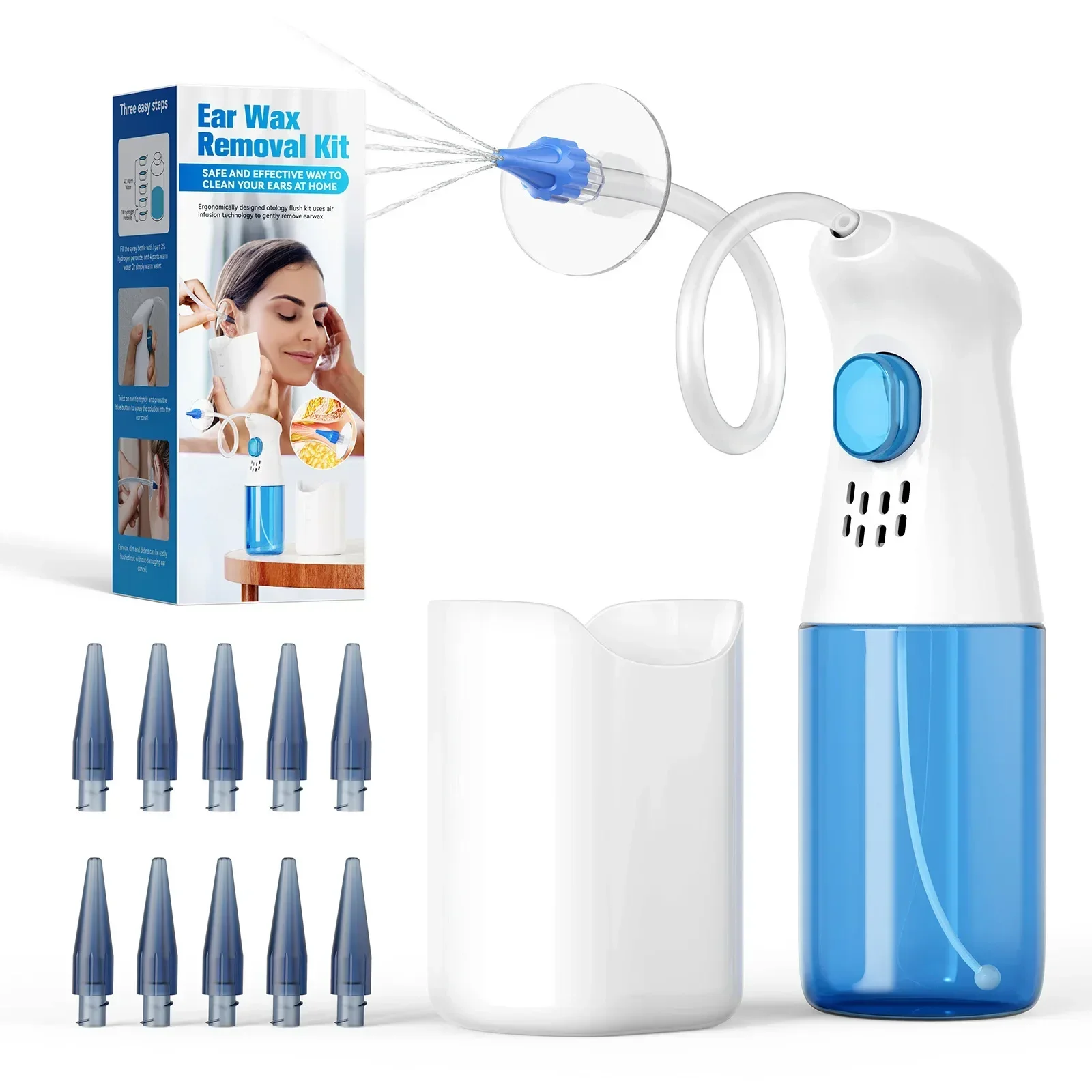 

Ear Wax Removal Ear Infection Cleaning Ear Washer Kit Health Care Earwax Remover Cleaner for Adults Kids With 30 Tips