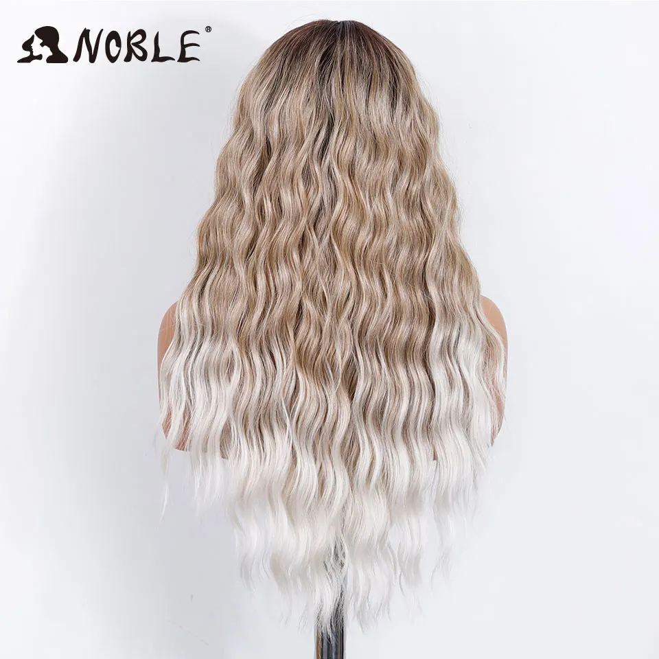 Noble Synthetic Lace Front Wig 26Inch Long Wavy Lace Part Body Wavy Lace Wig For Women Cosplay Lace Front Wig Ombre Blonde Wig