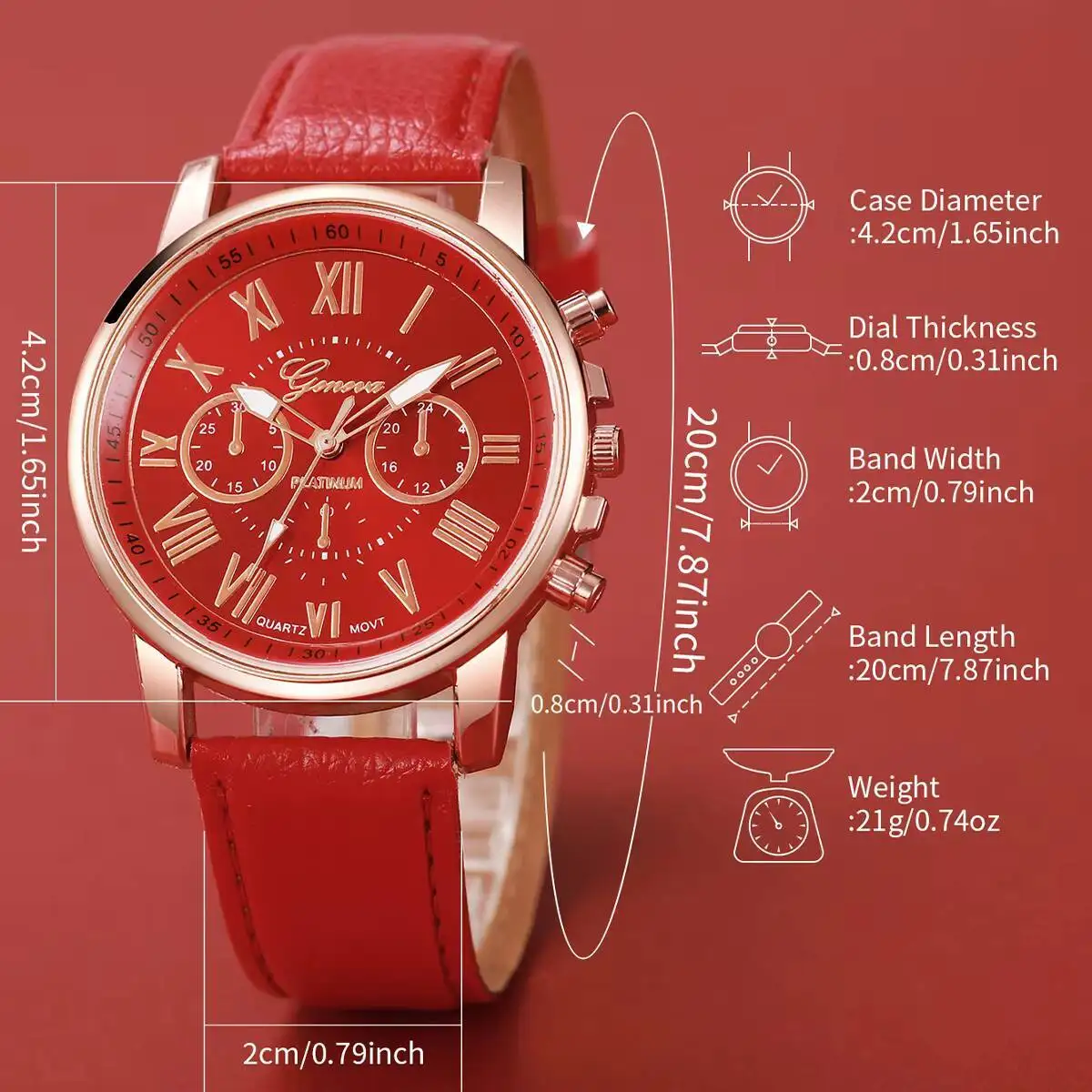 女性用ローマダイヤルレザーバンドクォーツ時計、女の子用時計、ラインストーンジュエリーセット、ファッションウォッチ、ボックスなし、1セットあたり5個