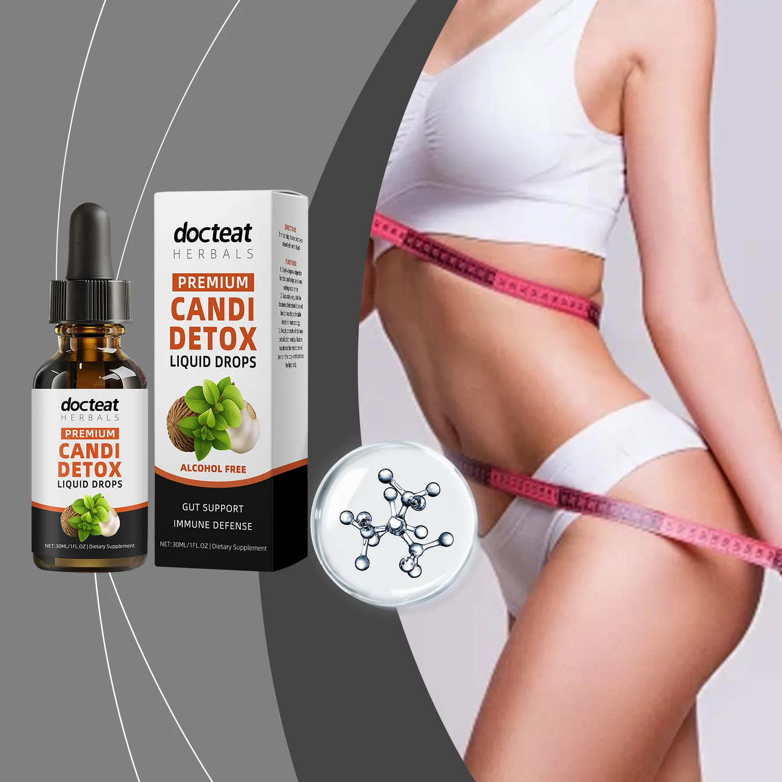 كانديدا كلينز ديتوكس للنساء والرجال - قطرات زيت الأوريجانو العضوية، حمض الكابريليك، الجوز الأسود، مكملات دعم كاندي من خشب الشيح