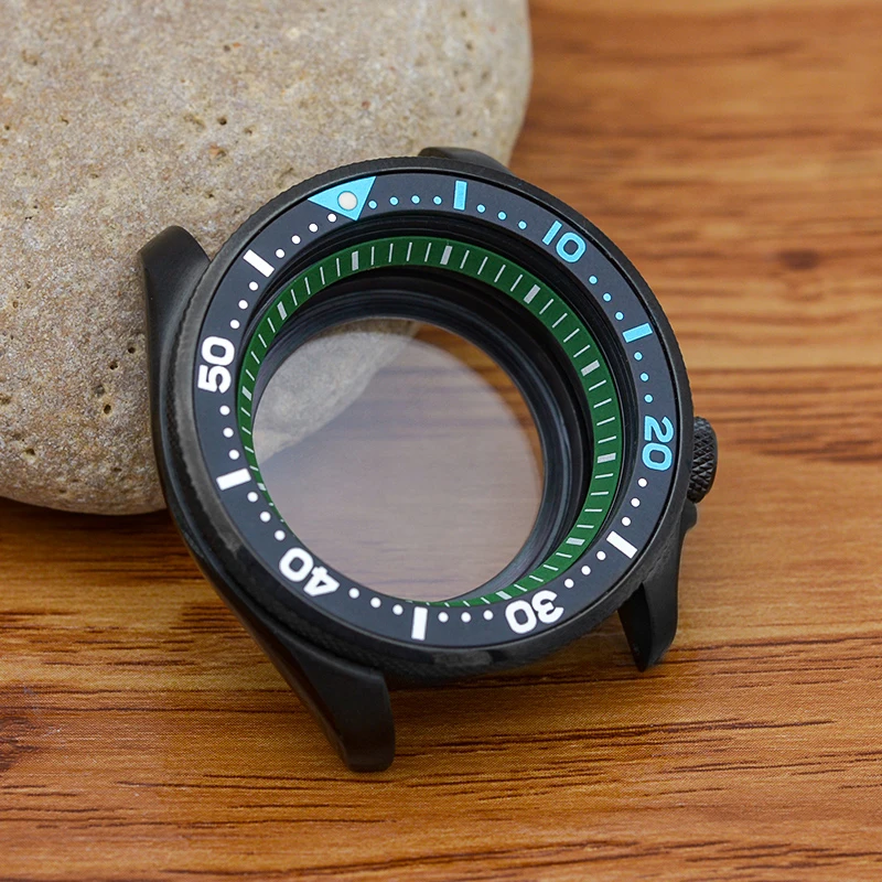 Mod SKX007 carcasa negra dorada fundas de reloj aptas para movimiento NH35 NH36 corona de cristal de zafiro a 3,8 20ATM reloj resistente al agua