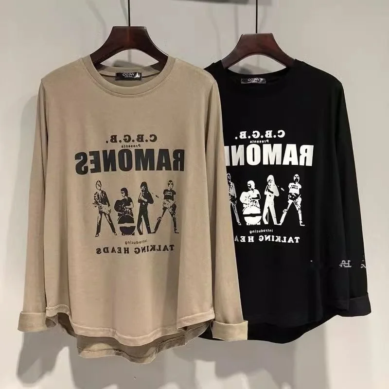 

plus Size 300 Pou American Loose Design Sense Arcical Long Sve T irt Women Versatile Loose Top Autumn Faion